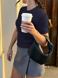 Cable Knit Short Sleeve Top