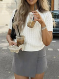 Cable Knit Short Sleeve Top