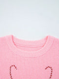 Blush Pink / S Candy Cane Christmas Sweater - Bikini Yes -