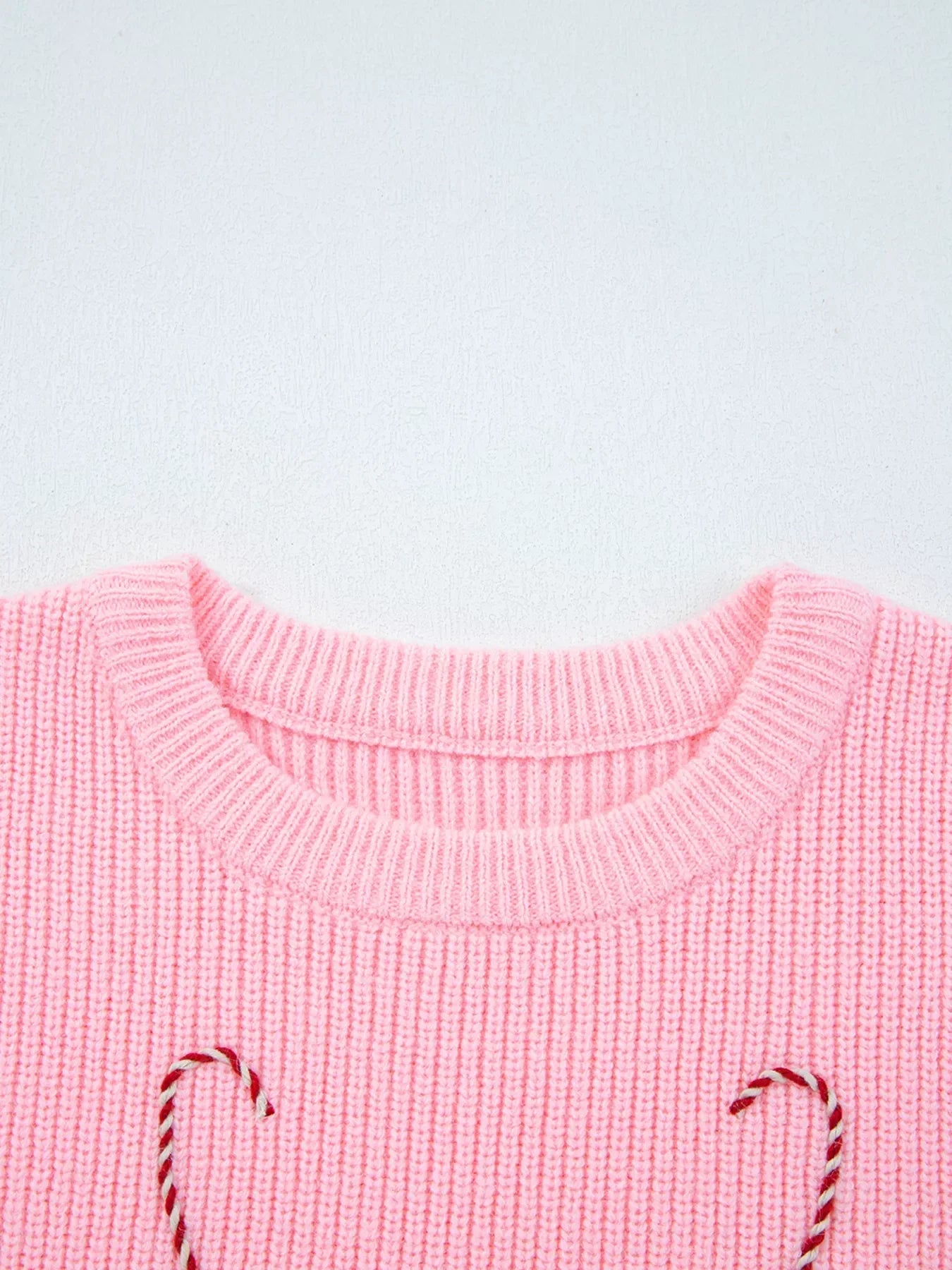 Blush Pink / S Candy Cane Christmas Sweater - Bikini Yes -