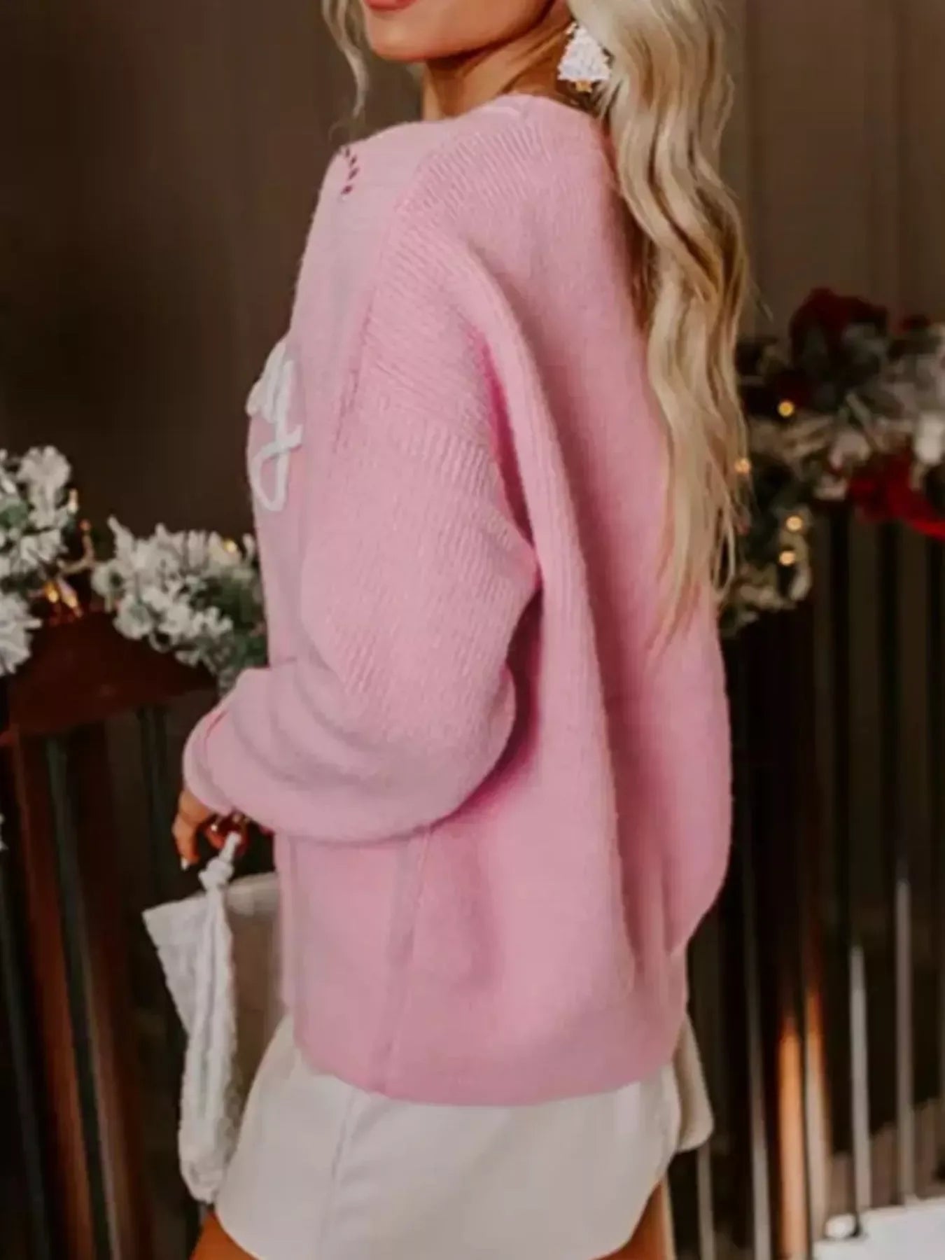 Blush Pink / S Candy Cane Christmas Sweater - Bikini Yes -