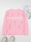 Blush Pink / S Candy Cane Christmas Sweater - Bikini Yes -