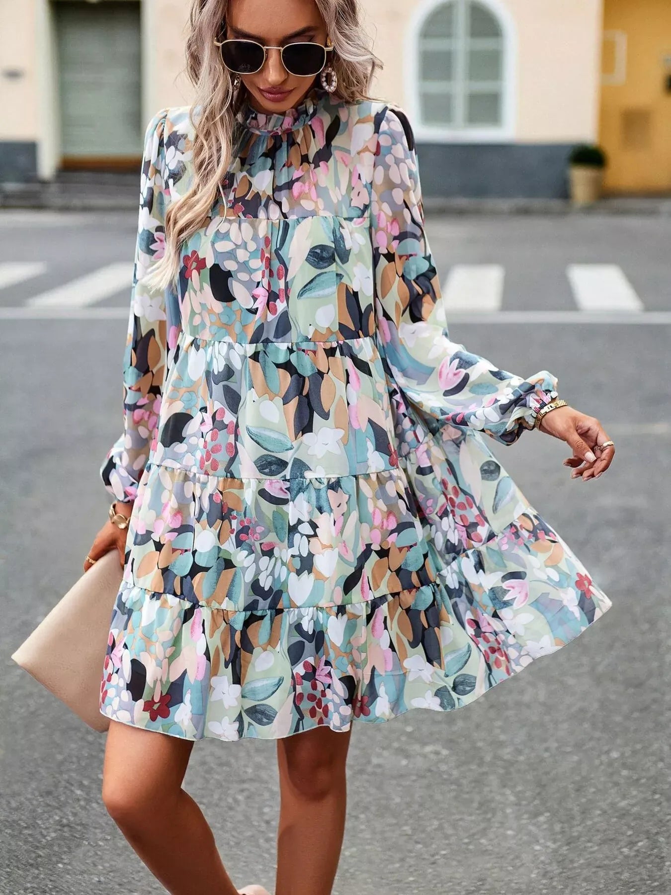 Casual Printed Dress Green / S