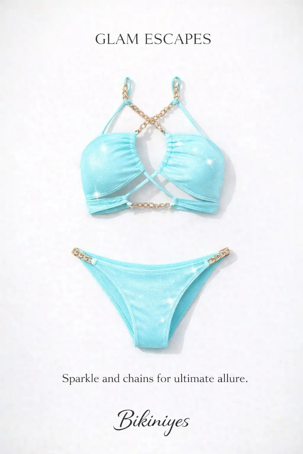 Chain Detail Halter Bikini Set