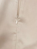 Champagne Satin-Look Ruched Long-Sleeve Midi Dress