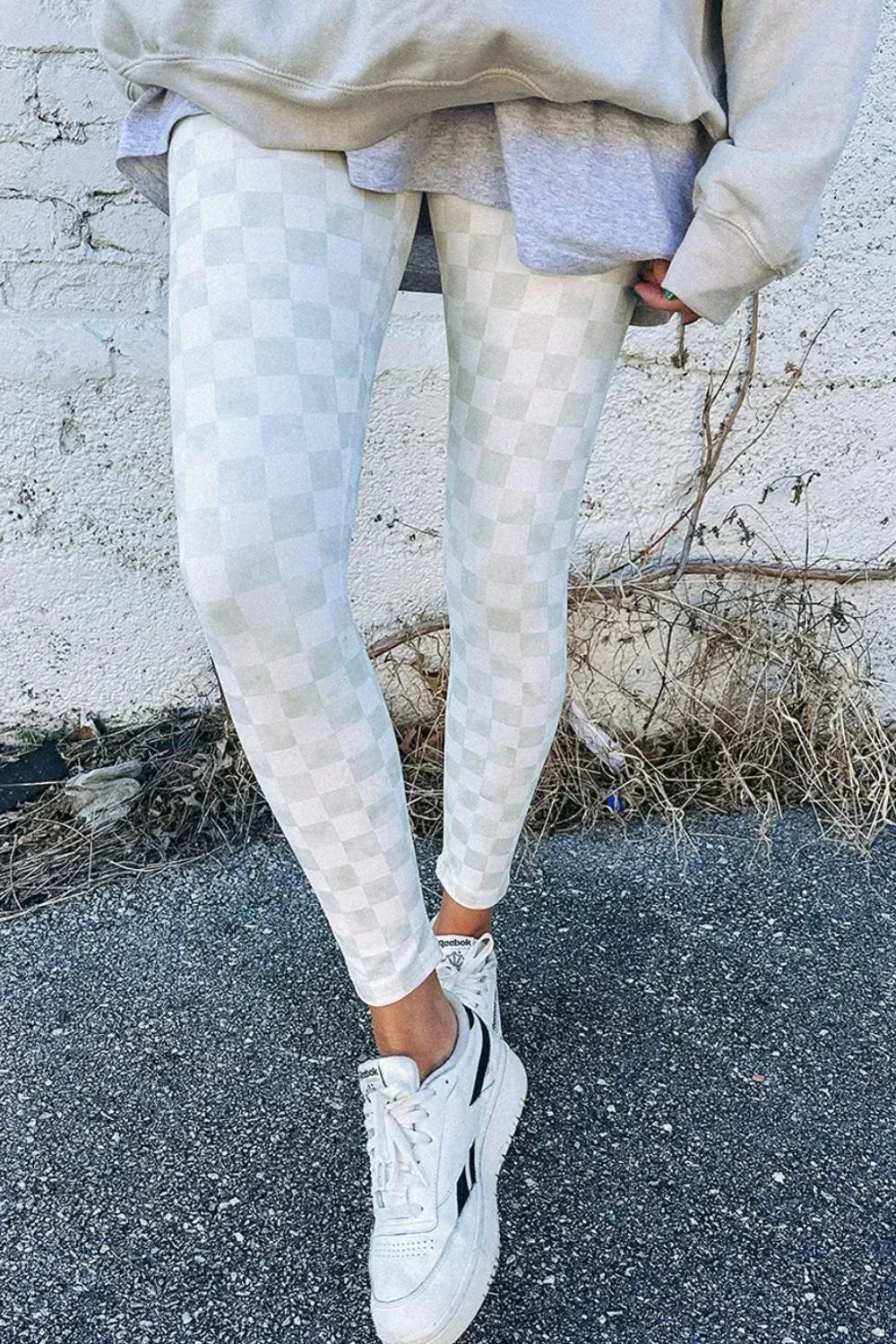 Checkered Leggings White / S