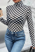 Checkered Long Sleeve Bodysuit