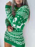 Christmas Mini Sweater Dress Mid Green / S
