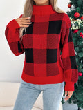 Christmas Plaid Turtleneck Sweater