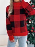 Christmas Plaid Turtleneck Sweater