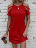 Cold Shoulder Mini Dress Red / S