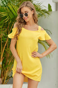 Cold-Shoulder Mini Dress Yellow / S