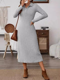 Collared Long-Sleeve Midi Dress - product view 2
