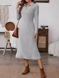 Collared Long-Sleeve Midi Dress - product view 4