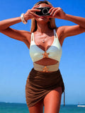 Color Block Cutout One Piece Swimsuit