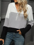 Color Block Half Zip Hooded Top