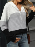 Color Block Half Zip Hooded Top