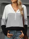 Color Block Half Zip Hooded Top Gray / S