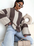Color Block Long Sleeve Sweater for Women