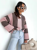 Color Block Long Sleeve Sweater for Women