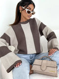Color Block Long Sleeve Sweater for Women