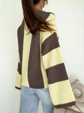 Color Block Long Sleeve Sweater for Women