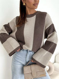 Color Block Long Sleeve Sweater for Women