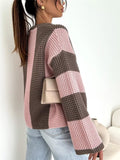 Color Block Long Sleeve Sweater for Women