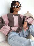 Color Block Long Sleeve Sweater for Women
