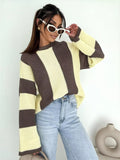 Color Block Long Sleeve Sweater for Women