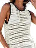 Color Block Openwork Sleeveless Cutout Back Cover-Up