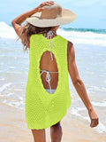 Color Block Openwork Sleeveless Cutout Back Cover-Up Lime / S
