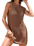 Color Block Openwork Sleeveless Cutout Back Cover-Up