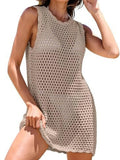 Color Block Openwork Sleeveless Cutout Back Cover-Up