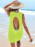 Color Block Openwork Sleeveless Cutout Back Cover-Up Lime / S
