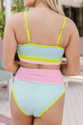 Color Block Scoop Neck Swim Set