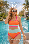 Color Block Scoop Neck Swim Set