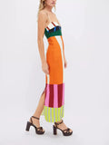 Color-Block Striped Spaghetti-Strap Midi Dress - product view 3