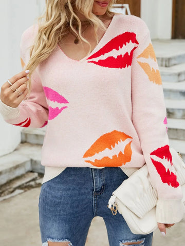 Colorful Lips Sweater Blush Pink / S