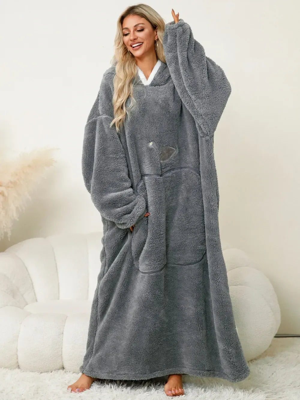 Contrast Hooded Lounge Dress for Women