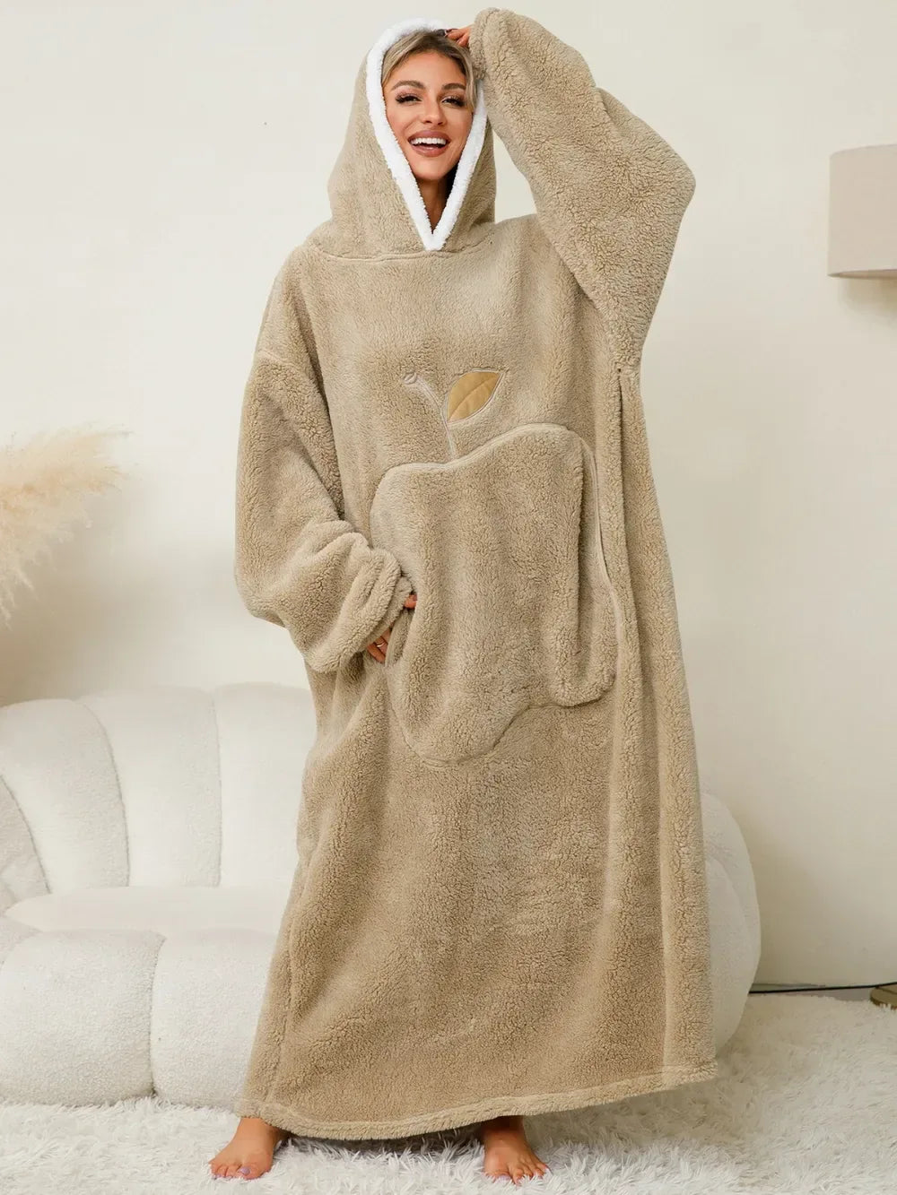 Contrast Hooded Lounge Dress for Women