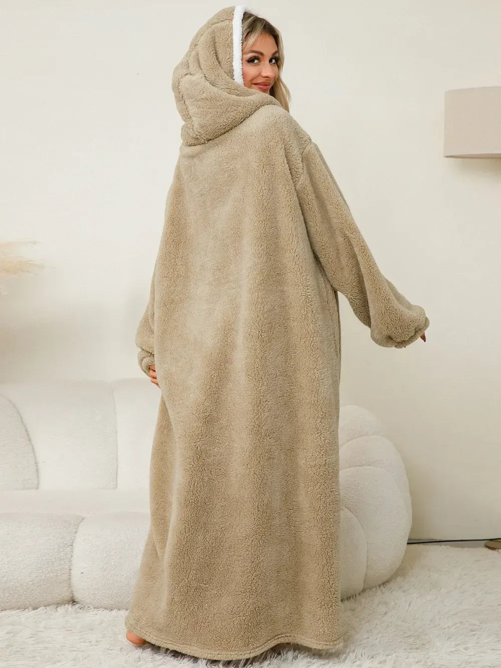 Contrast Hooded Lounge Dress for Women