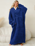 Contrast Hooded Lounge Dress for Women Navy / One Size