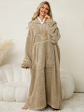 Contrast Hooded Lounge Dress for Women Tan / One Size