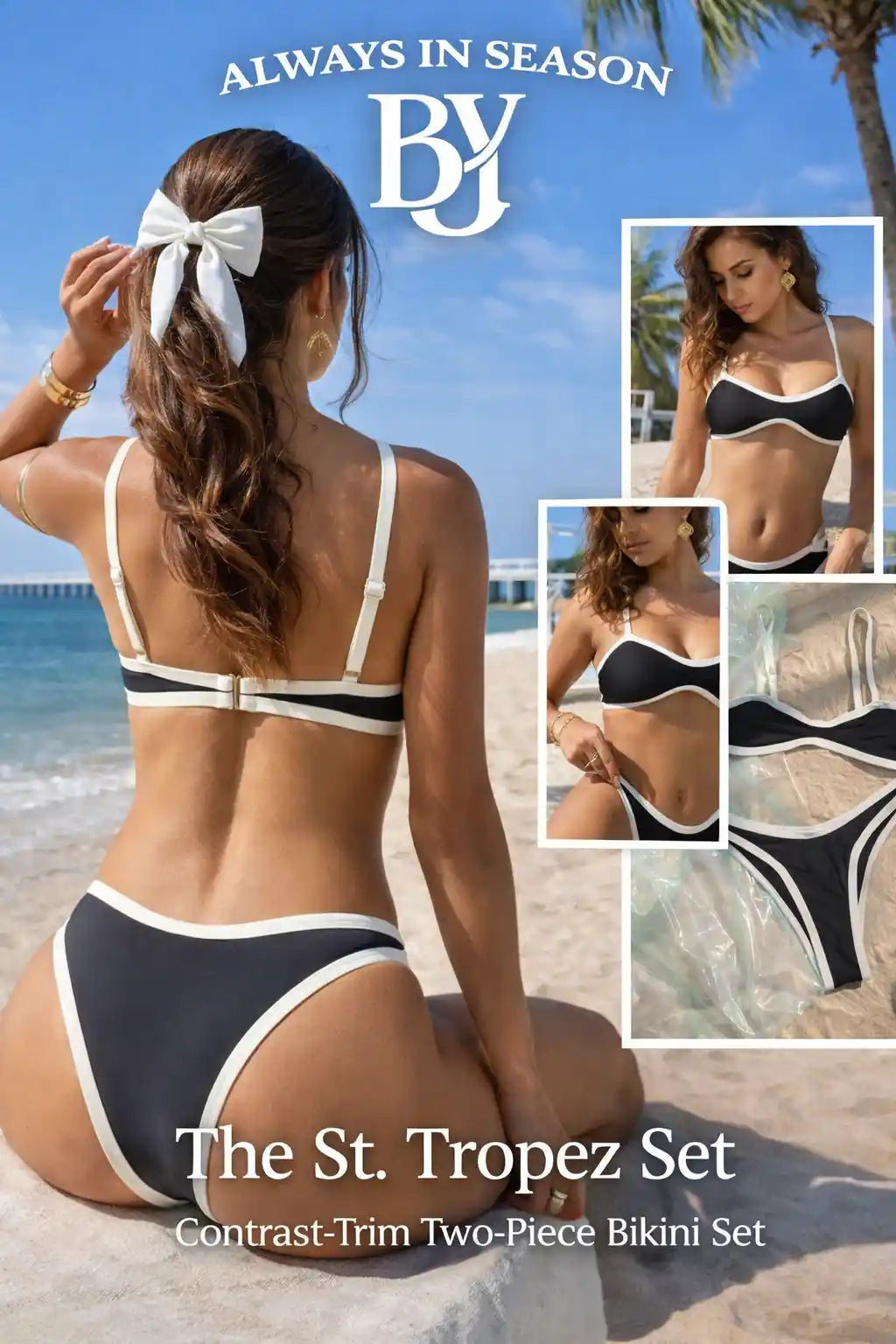 Contrast Trim Bikini Set