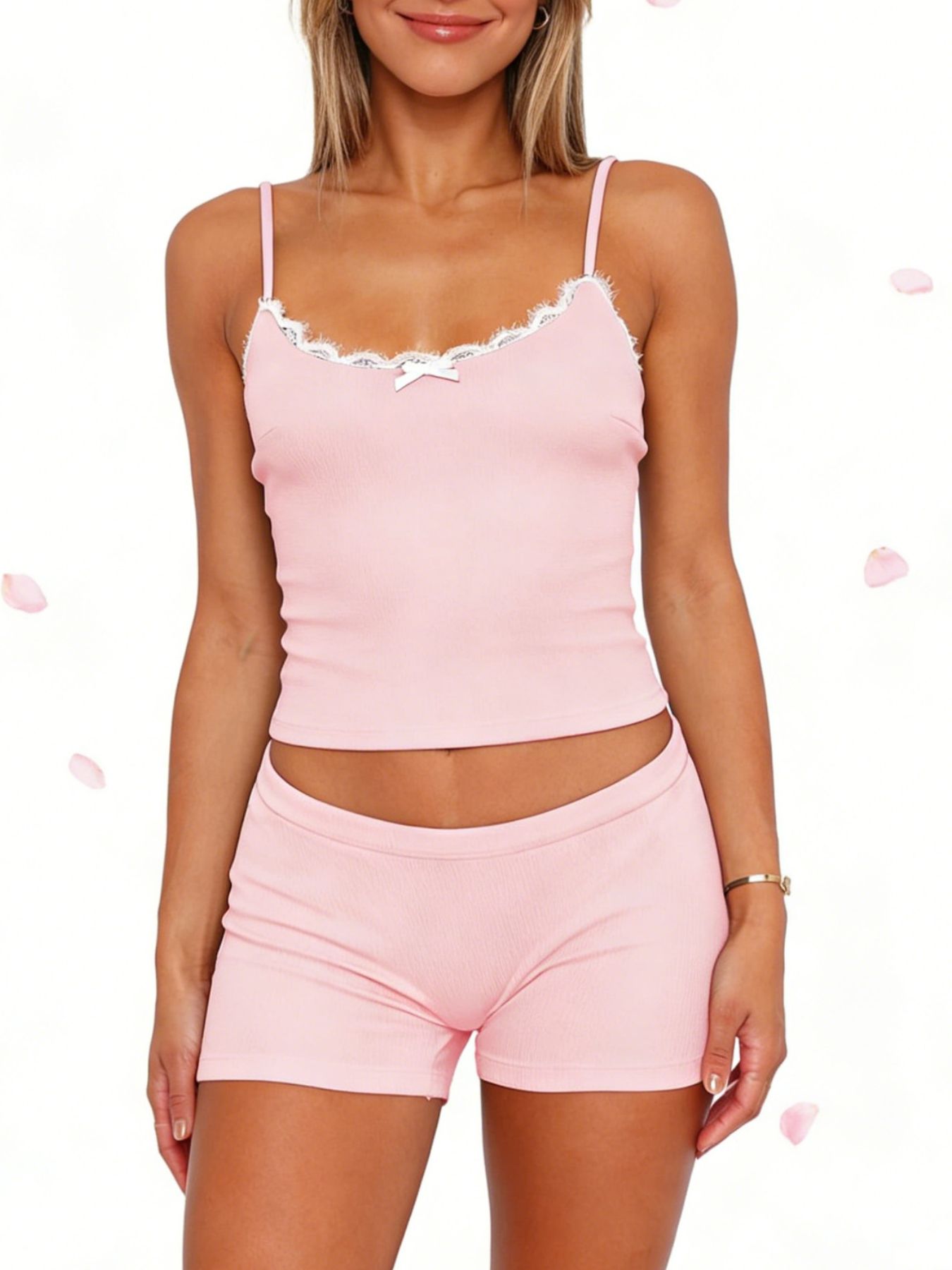 Contrast Trim Cami and Shorts Set