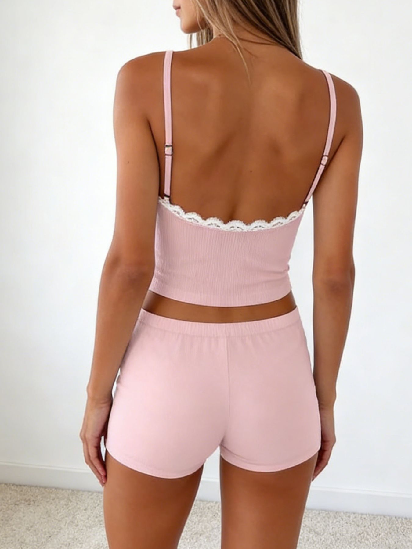 Contrast Trim Cami and Shorts Set