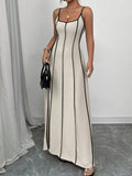 Contrast Trim Spaghetti Strap Maxi Dress