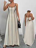 Contrast Trim Spaghetti Strap Maxi Dress