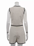 Contrast Trim Vest and Skirt Set